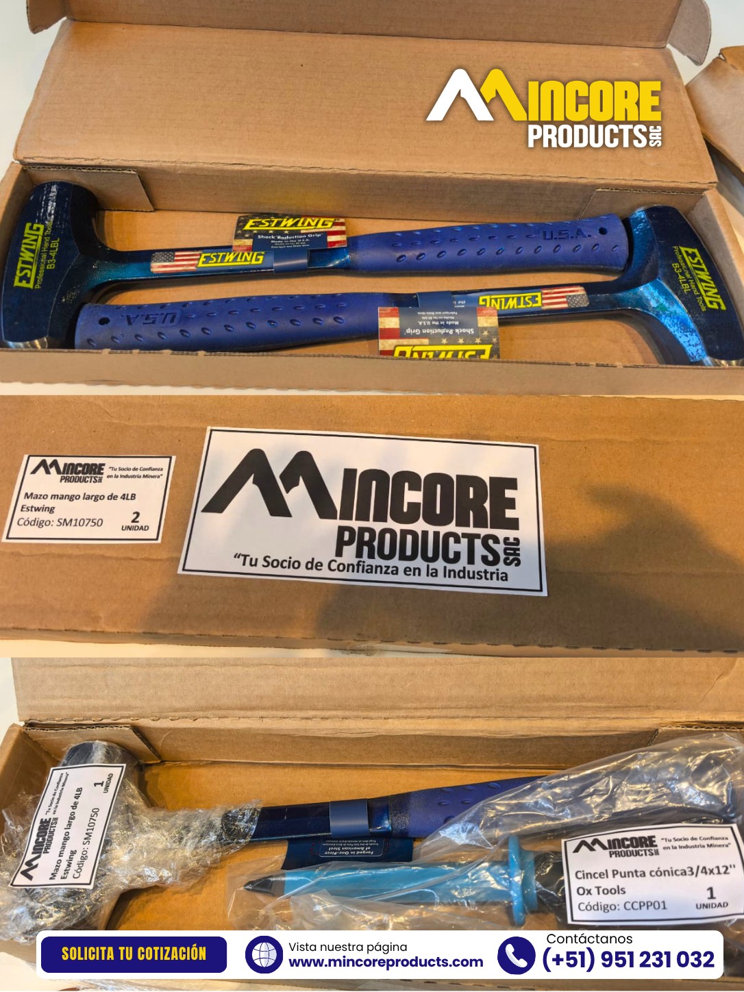 𝗗𝗘𝗦𝗣𝗔𝗖𝗛𝗢 𝗗𝗘 𝗛𝗘𝗥𝗥𝗔𝗠𝗜𝗘𝗡𝗧𝗔𝗦 𝗣𝗔𝗥𝗔 𝗚𝗘𝗢𝗟𝗢𝗚𝗜́𝗔: MAZOS ESTWING Y CINCEL DE PUNTA CÓNICA OX TOOLS